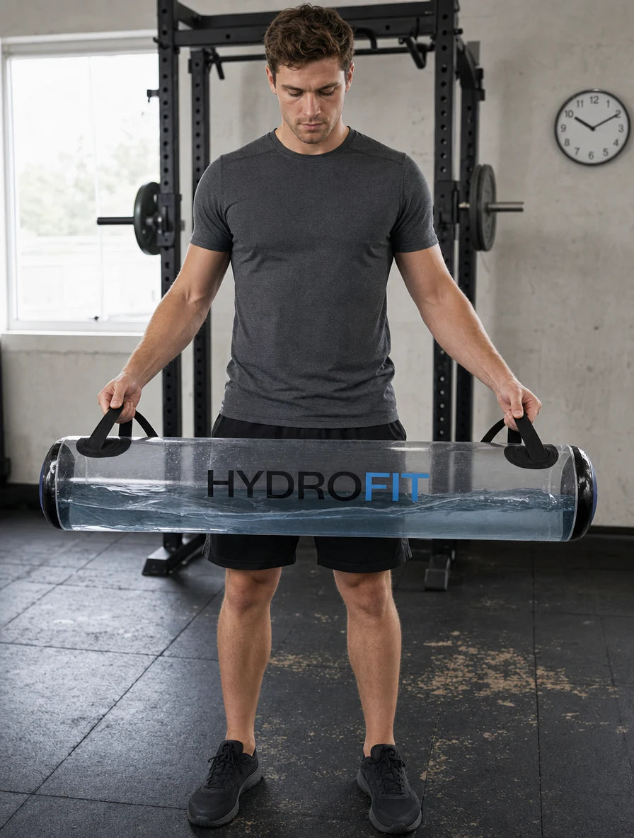Athlete training with the HydroFit Tube Trainer in a gym.
